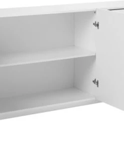 Dmora Buffet à 2 Portes Effet Bois Blanc Brillant -Boutique Belamp buffet a 2 portes effet bois blanc brillant 2