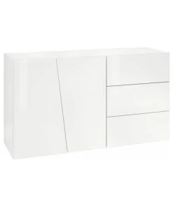 Dmora Buffet à 2 Portes Effet Bois Blanc Brillant
