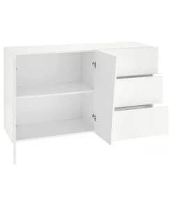 Dmora Buffet à 2 Portes Effet Bois Blanc Brillant -Boutique Belamp buffet a 2 portes effet bois blanc brillant 6
