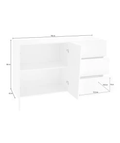 Dmora Buffet à 2 Portes Effet Bois Blanc Brillant -Boutique Belamp buffet a 2 portes effet bois blanc brillant 7