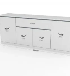 Dmora Buffet à 4 Portes Effet Bois Blanc Brillant -Boutique Belamp buffet a 4 portes effet bois blanc brillant 3