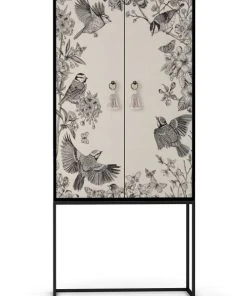 RNT By Really Nice Things Buffet Armoire 2 Portes En Pin Massif Imprimé Blanc Noir
