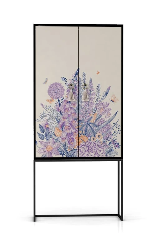 RNT By Really Nice Things Buffet Armoire 2 Portes Pin Massif Imprimé Floral Bleu,violet 1 RNT By Really Nice Things Buffet Armoire 2 Portes Pin Massif Imprimé Floral Bleu,violet