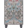 RNT By Really Nice Things Buffet Armoire En Pin Massif Imprimé Floral Sur Fond Bleu.
