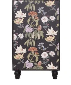 RNT By Really Nice Things Buffet Armoire En Pin Massif Imprimé Floral Sur Fond Noir