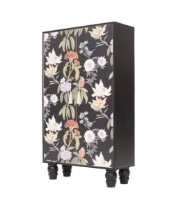 RNT By Really Nice Things Buffet Armoire En Pin Massif Imprimé Floral Sur Fond Noir -Boutique Belamp buffet armoire en pin massif imprime floral sur fond noir 6