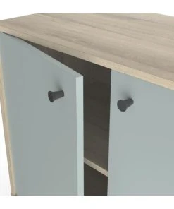 CALICOSY Buffet Avec 2 Portes Et 3 Niches - L110cm - Bois / Vert -Boutique Belamp buffet avec 2 portes et 3 niches l110cm bois vert 3