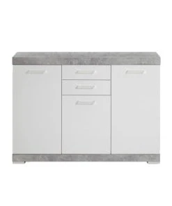 CALICOSY Buffet Avec 3 Portes Et 2 Tiroirs L120cm - Gris Béton
