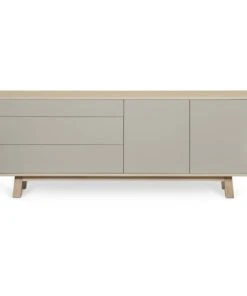 MON PETIT MEUBLE FRANCAIS Buffet Bas 2 Portes+3 Tiroirs 200 Cm, En FrĂȘne