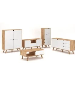 CALICOSY Buffet Bas 2 Portes 3 Tiroirs L160 Cm - Blanc -Boutique Belamp buffet bas 2 portes 3 tiroirs l160 cm blanc 3