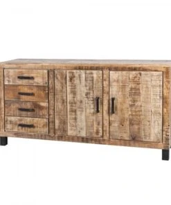 Meubles & Design Buffet Bas 2 Portes 4 Tiroirs En Bois Et Métal