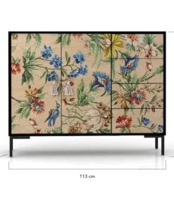 RNT By Really Nice Things Buffet Bas 2 Portes 4 Tiroirs Pin Massif Imprimé Floral -Boutique Belamp buffet bas 2 portes 4 tiroirs pin massif imprime floral 2