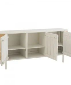 Meubles & Design Buffet Bas 3 Portes 180cm En Cannage Et Bois Blanc -Boutique Belamp buffet bas 3 portes 180cm en cannage et bois blanc 4