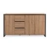 CALICOSY Buffet Bas 3 Portes 3 Tiroirs L160 Cm - Décor Bois Clair