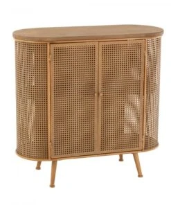 Meubles & Design Buffet Bas Arrondi Style Moderne Effet Cannage