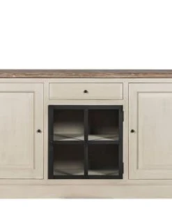 HELLIN Buffet Bas En Bois 3 Portes 1 Tiroir