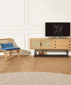 Robin Des Bois Buffet Bas En Chêne Cannage Et Métal Noir Mat L 160 Cm -Boutique Belamp buffet bas en chene cannage et metal noir mat l 160 cm 5