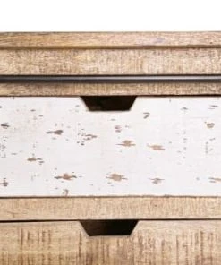 HELLIN Buffet Bas En Manguier/métal 2 Portes Coulissantes 7 Tiroirs -Boutique Belamp buffet bas en manguier metal 2 portes coulissantes 7 tiroirs 4