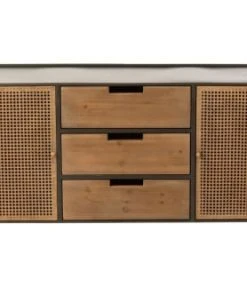 HELLIN Buffet Bas En Métal 2 Portes Et 3 Tiroirs L145