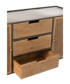 HELLIN Buffet Bas En Métal 2 Portes Et 3 Tiroirs L145 -Boutique Belamp buffet bas en metal 2 portes et 3 tiroirs l145 3