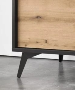 Best Mobilier Buffet Bas Industriel 154 Cm Noir / Bois -Boutique Belamp buffet bas industriel 154 cm noir bois 2