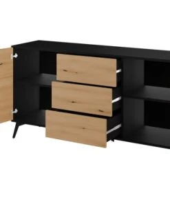 Best Mobilier Buffet Bas Industriel 154 Cm Noir / Bois -Boutique Belamp buffet bas industriel 154 cm noir bois 3