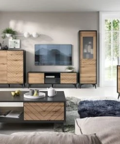 Best Mobilier Buffet Bas Industriel 154 Cm Noir / Bois -Boutique Belamp buffet bas industriel 154 cm noir bois 4