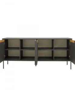 Meubles & Design Buffet Bas Moderne 4 Portes En Bois Gris -Boutique Belamp buffet bas moderne 4 portes en bois gris 4