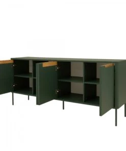 Meubles & Design Buffet Bas Moderne 4 Portes En Bois Vert -Boutique Belamp buffet bas moderne 4 portes en bois vert 3