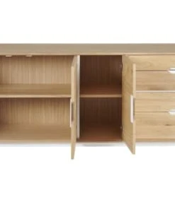 HELLIN Buffet Bas Nordique En Bois De Chêne Naturel 3 Portes + 4 Tiroirs L200 -Boutique Belamp buffet bas nordique en bois de chene naturel 3 portes 4 tiroirs l200 2