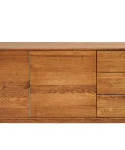 HELLIN Buffet Bas Rétro En Bois 2 Portes 3 Tiroirs L160 Bronze