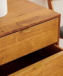 HELLIN Buffet Bas Rétro En Bois 2 Portes 3 Tiroirs L160 Bronze -Boutique Belamp buffet bas retro en bois 2 portes 3 tiroirs l160 bronze 4