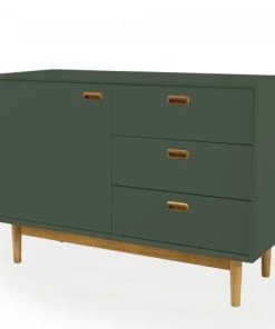 Meubles & Design Buffet Bas Scandinave 1 Portes 3 Tiroirs En Bois Vert -Boutique Belamp buffet bas scandinave 1 portes 3 tiroirs en bois vert 2
