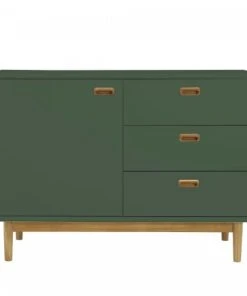 Meubles & Design Buffet Bas Scandinave 1 Portes 3 Tiroirs En Bois Vert