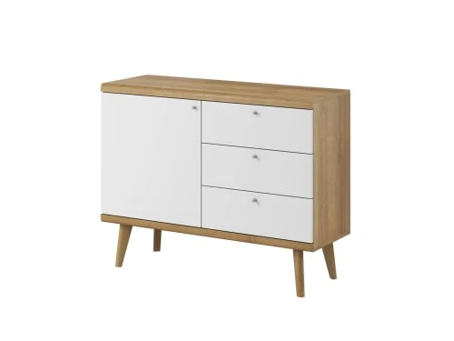 Best Mobilier Buffet Bas Scandinave 107 Cm Bois / Blanc 2 Best Mobilier Buffet Bas Scandinave 107 Cm Bois / Blanc – Image 2