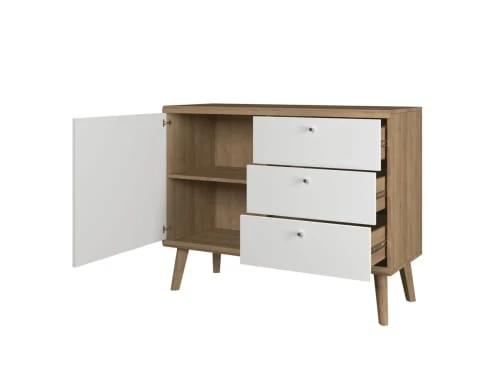 Best Mobilier Buffet Bas Scandinave 107 Cm Bois / Blanc 3 Best Mobilier Buffet Bas Scandinave 107 Cm Bois / Blanc – Image 3