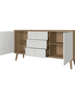 Best Mobilier Buffet Bas Scandinave 160 Cm Bois / Blanc -Boutique Belamp buffet bas scandinave 160 cm bois blanc 2