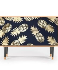 Storyz Buffet Bleu Et Jaune 3 Tiroirs Et 1 Porte L 115 Cm