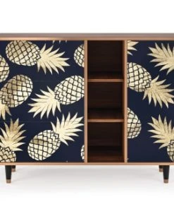 Storyz Buffet Bleu Et Jaune 3 Tiroirs Et 1 Porte L 125 Cm