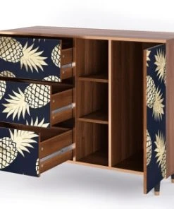 Storyz Buffet Bleu Et Jaune 3 Tiroirs Et 1 Porte L 125 Cm -Boutique Belamp buffet bleu et jaune 3 tiroirs et 1 porte l 125 cm 4