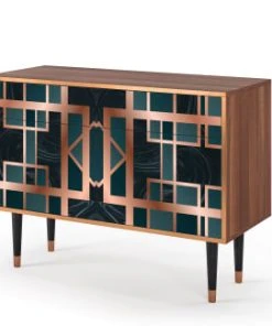 Storyz Buffet Bleu-vert 2 Tiroirs Et 2 Portes L 115 Cm -Boutique Belamp buffet bleu vert 2 tiroirs et 2 portes l 115 cm 2