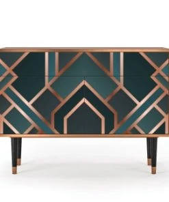 Storyz Buffet Bleu-vert 2 Tiroirs Et 2 Portes L 115 Cm