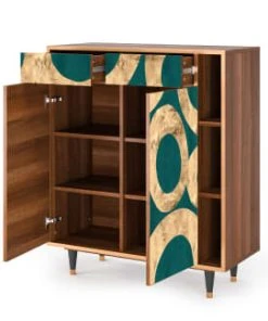 Storyz Buffet Bleu-vert 2 Tiroirs Et 2 Portes L 94 Cm -Boutique Belamp buffet bleu vert 2 tiroirs et 2 portes l 94 cm 11