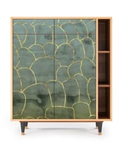 Storyz Buffet Bleu-vert 2 Tiroirs Et 2 Portes L 94 Cm