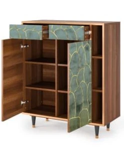 Storyz Buffet Bleu-vert 2 Tiroirs Et 2 Portes L 94 Cm -Boutique Belamp buffet bleu vert 2 tiroirs et 2 portes l 94 cm 5