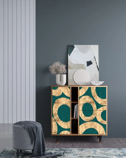 Storyz Buffet Bleu-vert 3 Portes L 94 Cm 2 Storyz Buffet Bleu-vert 3 Portes L 94 Cm – Image 2