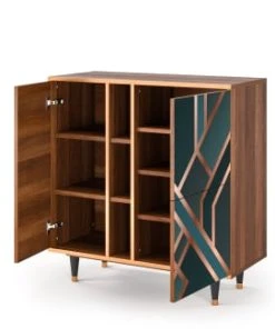 Storyz Buffet Bleu-vert 3 Portes L 94 Cm 11 Storyz Buffet Bleu-vert 3 Portes L 94 Cm -Boutique Belamp buffet bleu vert 3 portes l 94 cm 11