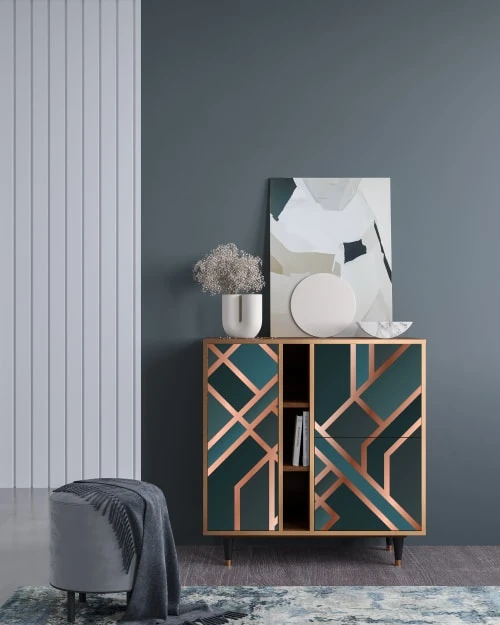 Storyz Buffet Bleu-vert 3 Portes L 94 Cm 2 Storyz Buffet Bleu-vert 3 Portes L 94 Cm – Image 2