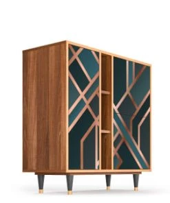 Storyz Buffet Bleu-vert 3 Portes L 94 Cm 9 Storyz Buffet Bleu-vert 3 Portes L 94 Cm -Boutique Belamp buffet bleu vert 3 portes l 94 cm 9