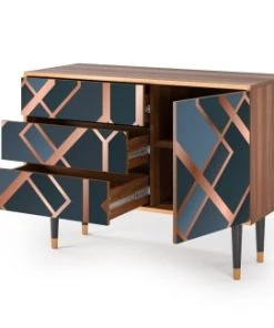 Storyz Buffet Bleu-vert 3 Tiroirs Et 1 Porte L 115 Cm -Boutique Belamp buffet bleu vert 3 tiroirs et 1 porte l 115 cm 11